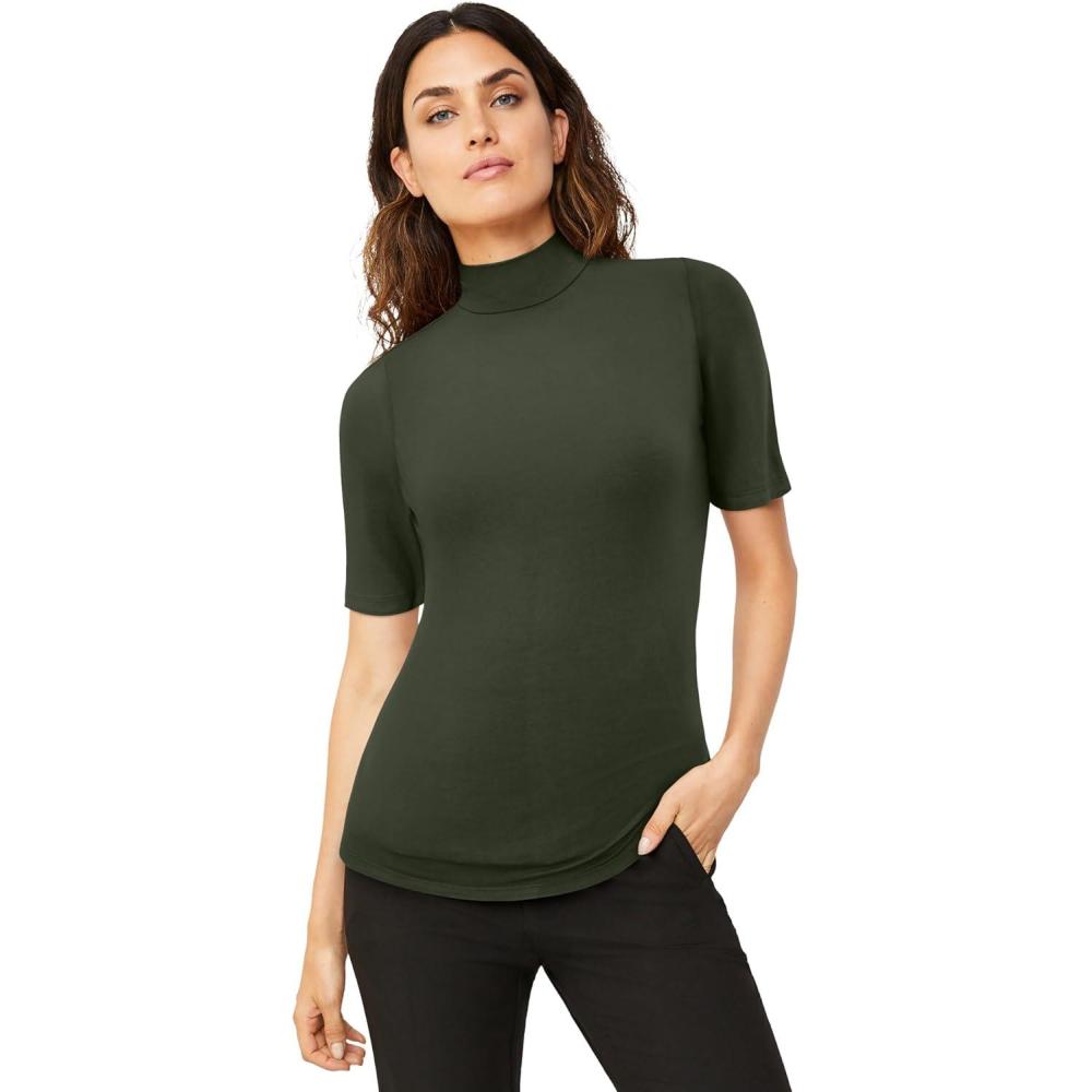 imageEllos Plus Size Mock Neck TeeDeep Olive