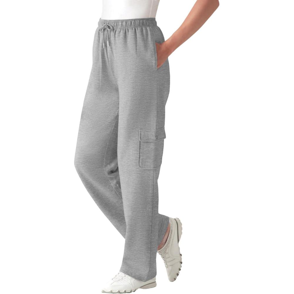 imageWoman Within Plus Size Better Fleece Cargo Sweatpant Petite amp Tall AvailableClassic Medium Heather Grey