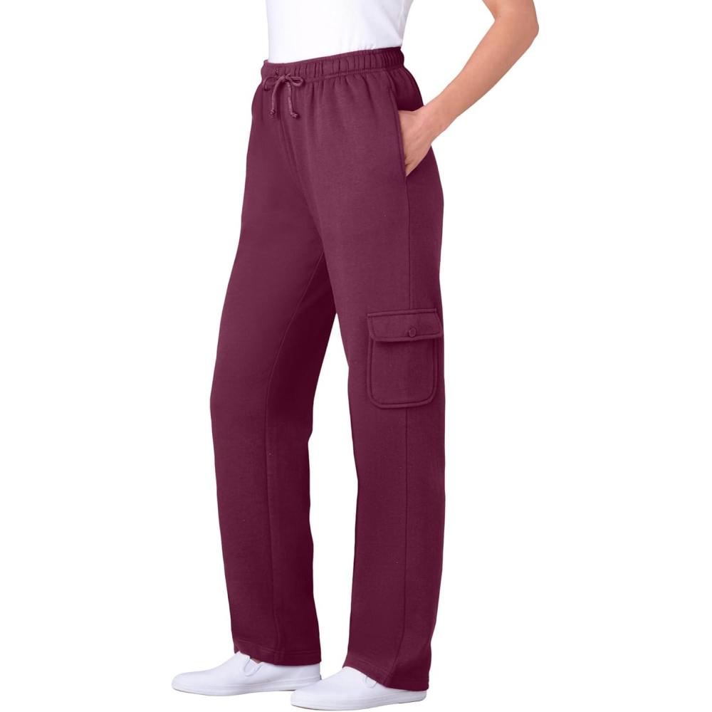 imageWoman Within Plus Size Better Fleece Cargo Sweatpant Petite amp Tall AvailableDeep Claret