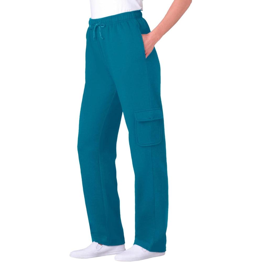 imageWoman Within Plus Size Better Fleece Cargo Sweatpant Petite amp Tall AvailableDeep Teal
