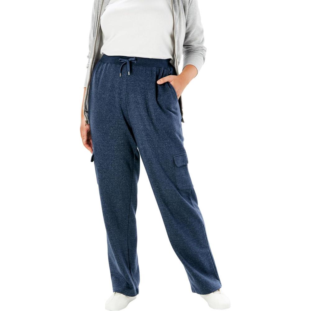 imageWoman Within Plus Size Better Fleece Cargo Sweatpant Petite amp Tall AvailableHeather Navy