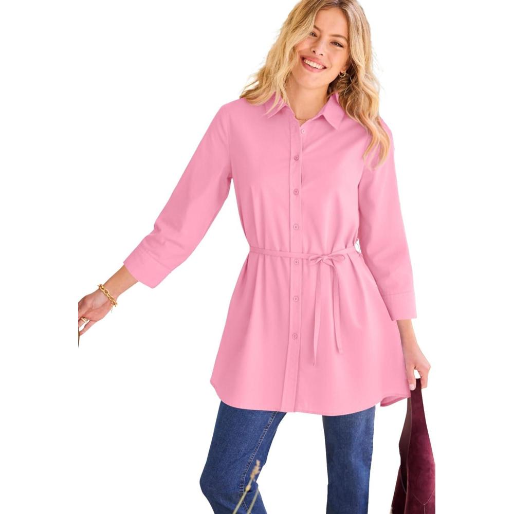 imageWoman Within Plus Size Perfect Pocket Long ShirtDelicate Pink