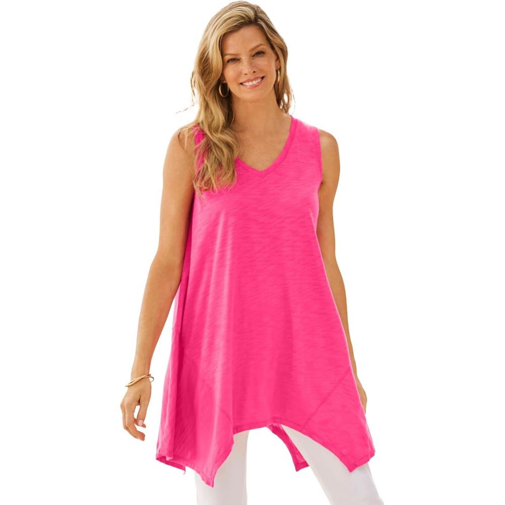 imageWoman Within Plus Size Sleeveless Hanky Hem TunicRaspberry Sorbet