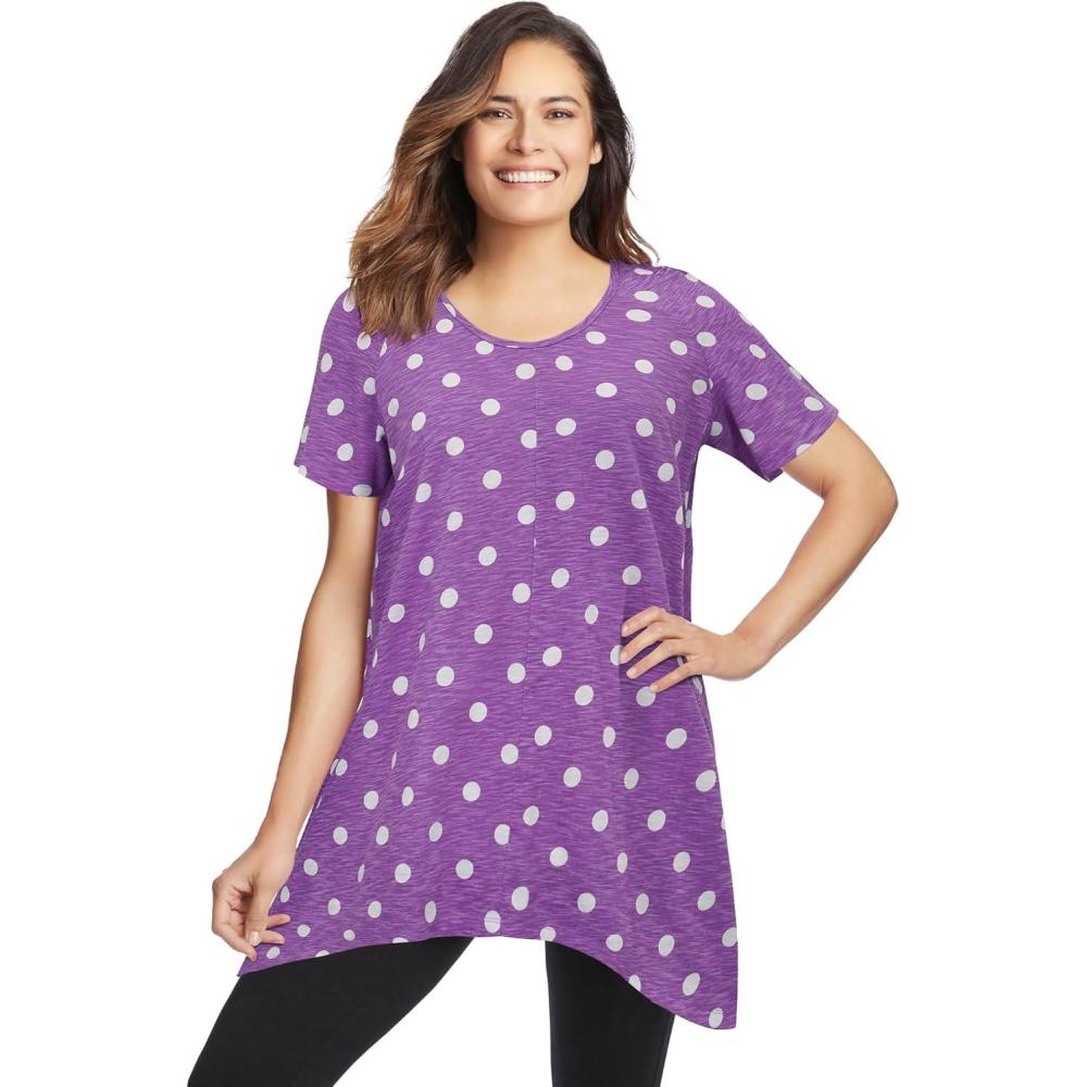 imageWoman Within Plus Size Textured Pointed Hem TunicPretty Violet Dot