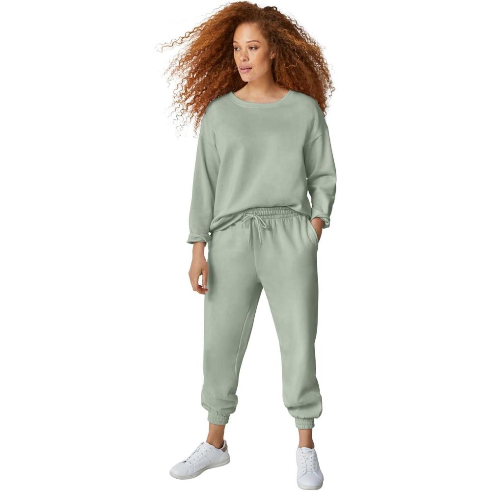 imageellos Plus Size Boxy Fleece SweatshirtDesert Sage
