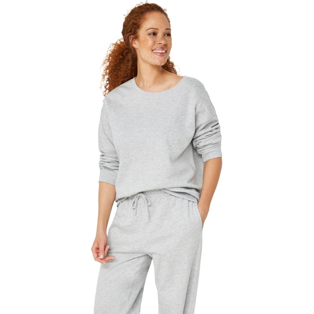 imageellos Plus Size Boxy Fleece SweatshirtHeather Grey