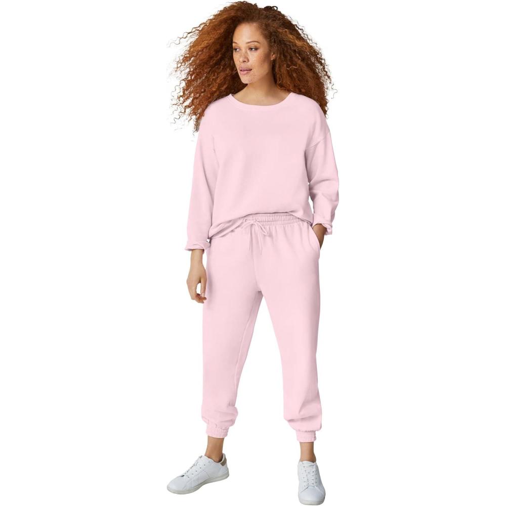 imageellos Plus Size Boxy Fleece SweatshirtMisty Rose