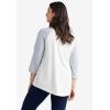 Ellos Plus Size Colorblock 3/4 Sleeve Tee(Heather Grey Ocean Sapphire)