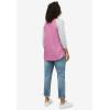 Ellos Plus Size Colorblock 3/4 Sleeve Tee(Mauve Orchid Heather Grey)