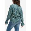 Ellos Plus Size Floral Notch-Neck Blouse(Rainforest Green Floral)