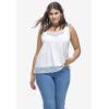 Ellos Plus Size Lace-Trim Tank(White)