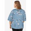 Ellos Plus Size Relaxed Wide Sleeve Blouse(Blue Lake Floral)