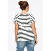 Ellos Plus Size Rounded V-Neck Tee(Black White Stripe)