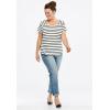 Ellos Plus Size Rounded V-Neck Tee(Grey Spruce White Stripe)