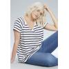 Ellos Plus Size Rounded V-Neck Tee(Ivory Navy Stripe)