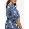 Ellos Plus Size Tie-Sleeve Scoop Neck Tunic(Black Floral Print)