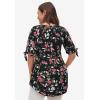 Ellos Plus Size Tie-Sleeve Scoop Neck Tunic(Black Floral Print)