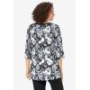 Woman Within Plus Size 7-Day Three-Quarter Sleeve Grommet Notch Tunic(Black Graphic Floral)