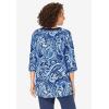 Woman Within Plus Size 7-Day Three-Quarter Sleeve Grommet Notch Tunic(Navy Paisley)