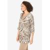 Woman Within Plus Size 7-Day Three-Quarter Sleeve Grommet Notch Tunic(New Khaki Paisley)