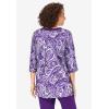 Woman Within Plus Size 7-Day Three-Quarter Sleeve Grommet Notch Tunic(Radiant Purple Paisley)
