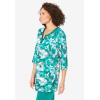 Woman Within Plus Size 7-Day Three-Quarter Sleeve Grommet Notch Tunic(Waterfall Graphic Floral)