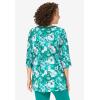 Woman Within Plus Size 7-Day Three-Quarter Sleeve Grommet Notch Tunic(Waterfall Graphic Floral)