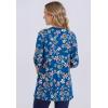 Woman Within Plus Size 7-Day Three-Quarter Sleeve Pintucked Henley Tunic(Deep Cobalt Moonlit Bloom)