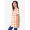 Woman Within Plus Size A-Line Knit Tunic(Orange Melon Buffalo Plaid)