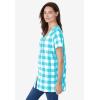 Woman Within Plus Size A-Line Knit Tunic(Pretty Turquoise Buffalo Plaid)