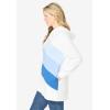 Woman Within Plus Size Color Block Hoodie Sweatshirt(White Multi Stripe)