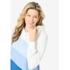 Woman Within Plus Size Color Block Hoodie Sweatshirt(White Multi Stripe)