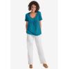 Woman Within Plus Size Crochet-Trim Knit Top(Pretty Turquoise)