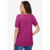 Woman Within Plus Size Crochet-Trim Knit Top(Raspberry)