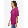 Woman Within Plus Size Crochet-Trim Knit Top(Raspberry)