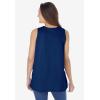 Woman Within Plus Size Embroidered Crewneck Tank(Evening Blue Embroidery)