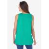 Woman Within Plus Size Embroidered Crewneck Tank(Pretty Jade Embroidery)