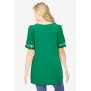 Woman Within Plus Size Embroidered Split-Neck Tunic(Tropical Emerald Vine Embroidery)