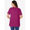 Woman Within Plus Size Eyelet Henley Tee(Raspberry)