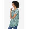 Woman Within Plus Size Knit Henley Tunic(Seamist Blue Tile Patchwork)