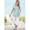 Woman Within Plus Size Knit Henley Tunic(Seamist Blue Tile Patchwork)