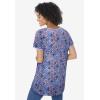 Woman Within Plus Size Knit Henley Tunic(Soft Iris Tile Patchwork)