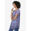 Woman Within Plus Size Knit Henley Tunic(Soft Iris Tile Patchwork)