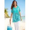 Woman Within Plus Size Mixed Print Henley Tunic(Pretty Violet Charming Paisley)