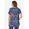 Woman Within Plus Size Notch-Neck Pocket Tee(Navy Multi Floral)