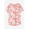 Woman Within Plus Size Notch-Neck Pocket Tee(White Colorful Stripe)