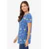 Woman Within Plus Size Perfect Printed Crewneck Tunic(French Blue Jacquard Floral)