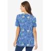 Woman Within Plus Size Perfect Printed Crewneck Tunic(French Blue Jacquard Floral)