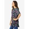 Woman Within Plus Size Perfect Printed Short-Sleeve Boatneck Tunic(Black Multi Floral)
