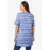 Woman Within Plus Size Perfect Printed Short-Sleeve Boatneck Tunic(Purple Orchid Painterly Stripe)
